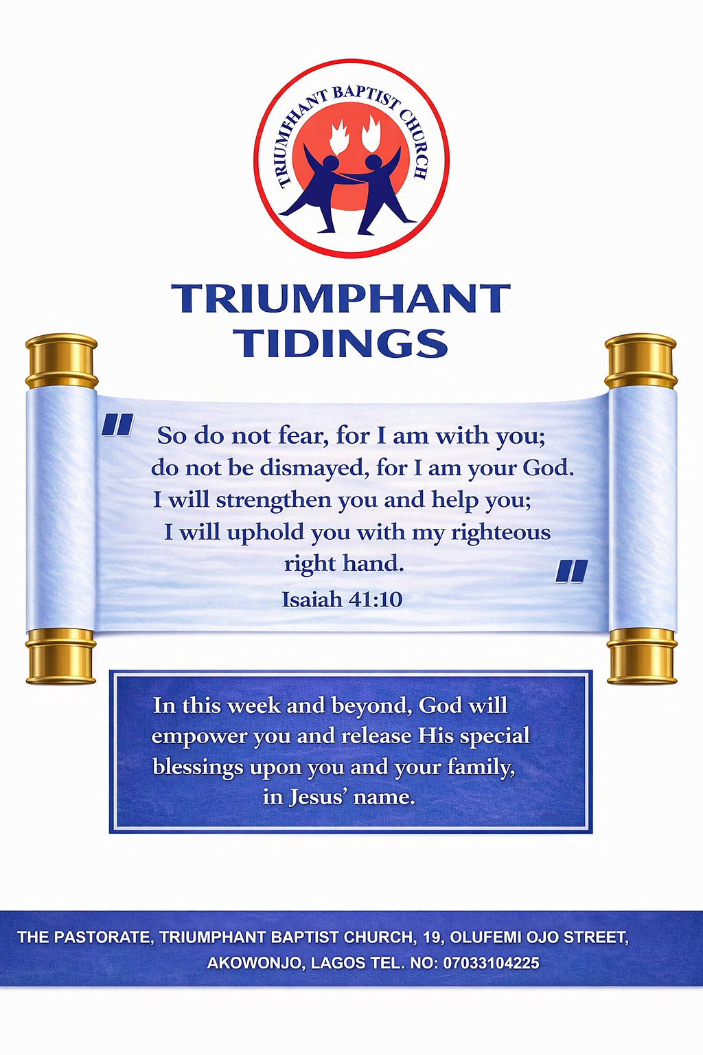 Triumphant Tidings 22nd Mar 2026